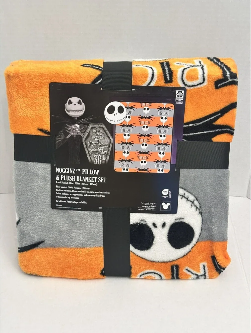 Disney Nightmare Before Christmas Jack Pillow & Travel Blanket Set  Nogginz New